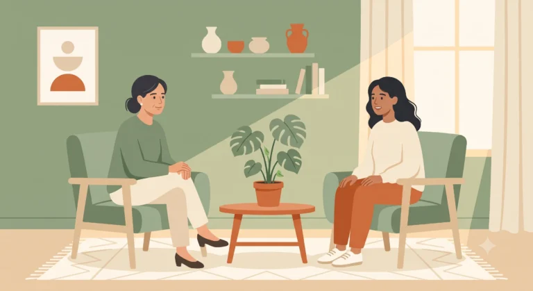 EMDR: terapeuta e paziente in un momento di dialogo, relazione terapeutica costruita nel tempo
