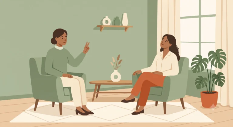 EMDR: terapeuta che guida il movimento oculare con le dita durante una seduta